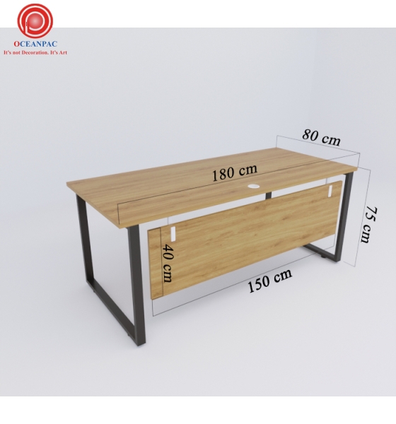 Bàn Nhân Viên Trap 1 Concept Có Tấm Chắn Chân Sắt Hộp Sơn Tĩnh Điện.