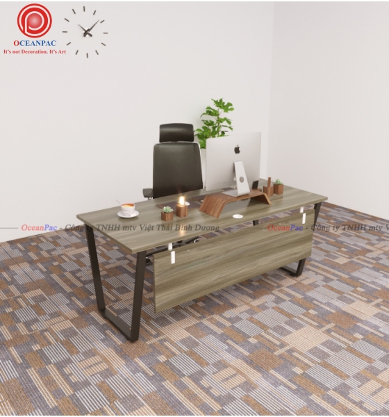 Bàn Nhân Viên Trap 1 Concept Có Tấm Chắn Chân Sắt Hộp Sơn Tĩnh Điện.