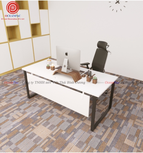 Bàn Nhân Viên REC Concept Có Tấm Chắn Chân Sắt Hộp Sơn Tĩnh Điện.