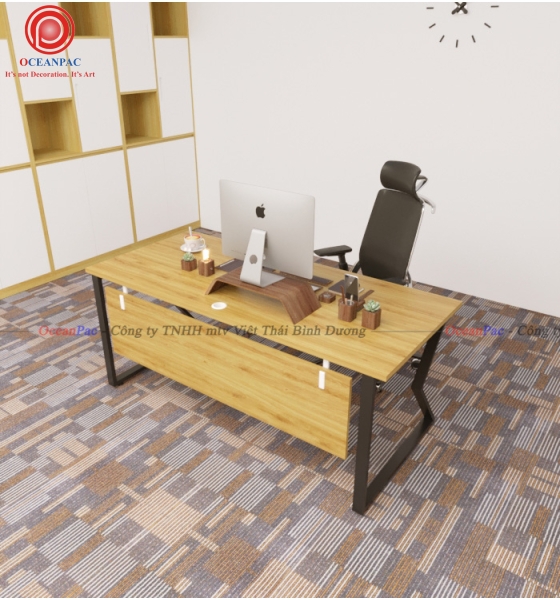 Bàn Nhân Viên M Concept Có Tấm Chắn Chân Sắt Hộp Sơn Tĩnh Điện.