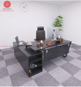 Bàn Giám Đốc Trapezoid 1 Concept Chân Sắt Hộp Sơn Tĩnh Điện.