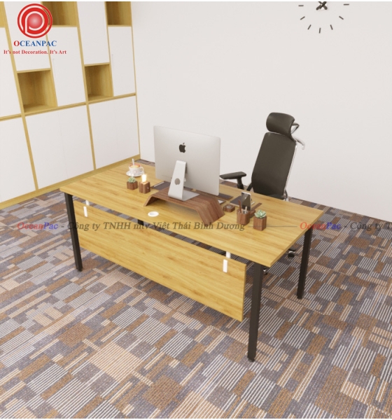 Bàn Nhân Viên U Concept Có Tấm Chắn Chân Sắt Hộp Sơn Tĩnh Điện.