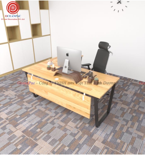 Bàn Quản Lý Trapezoid Concept Chân Sắt Hộp Sơn Tĩnh Điện.