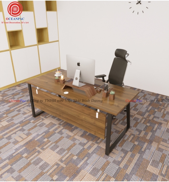 Bàn Nhân Viên Trap 2 Concept Có Tấm Chắn Chân Sắt Hộp Sơn Tĩnh Điện.