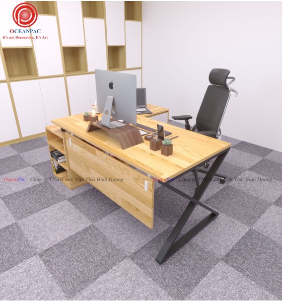 Bàn Giám Đốc X Concept Chân Sắt Hộp Sơn Tĩnh Điện.