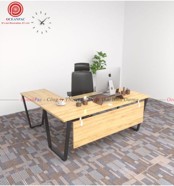 Bàn Quản Lý Trapezoid Concept Chân Sắt Hộp Sơn Tĩnh Điện.