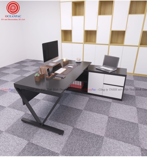 Bàn Giám Đốc V Concept Chân Sắt Hộp Sơn Tĩnh Điện.