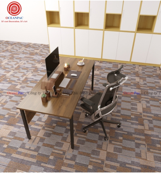 Bàn Nhân Viên U Concept Có Tấm Chắn Chân Sắt Hộp Sơn Tĩnh Điện.