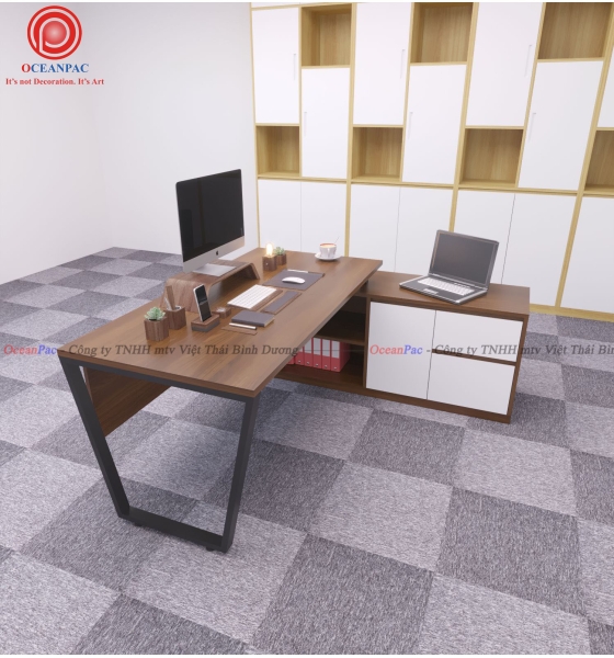 Bàn Giám Đốc Trapezoid 1 Concept Chân Sắt Hộp Sơn Tĩnh Điện.