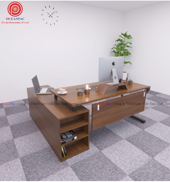 Bàn Giám Đốc V Concept Chân Sắt Hộp Sơn Tĩnh Điện.