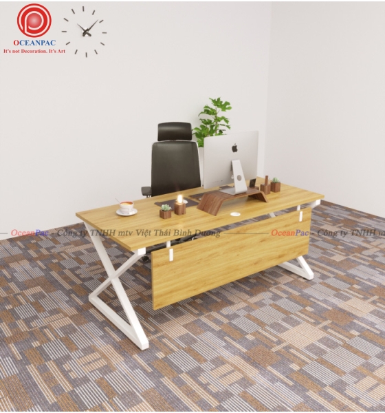 Bàn Nhân Viên X Concept Có Tấm Chắn Chân Sắt Hộp Sơn Tĩnh Điện.