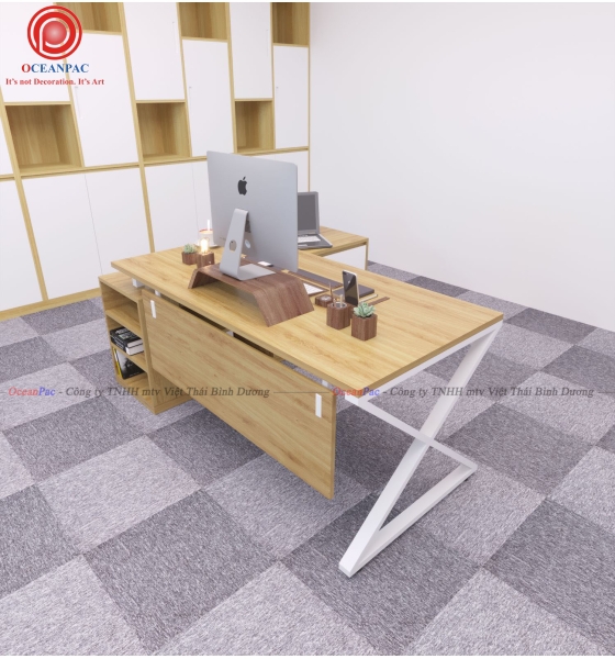 Bàn Giám Đốc X Concept Chân Sắt Hộp Sơn Tĩnh Điện.