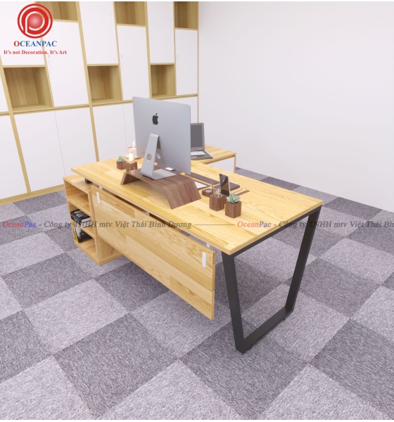 Bàn Giám Đốc Trapezoid 1 Concept Chân Sắt Hộp Sơn Tĩnh Điện.