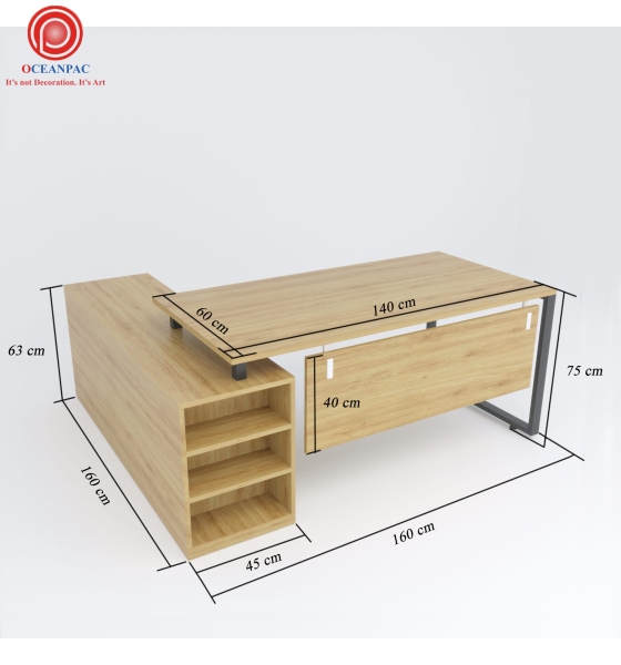 Bàn Giám Đốc U Concept Chân Sắt Hộp Sơn Tĩnh Điện.